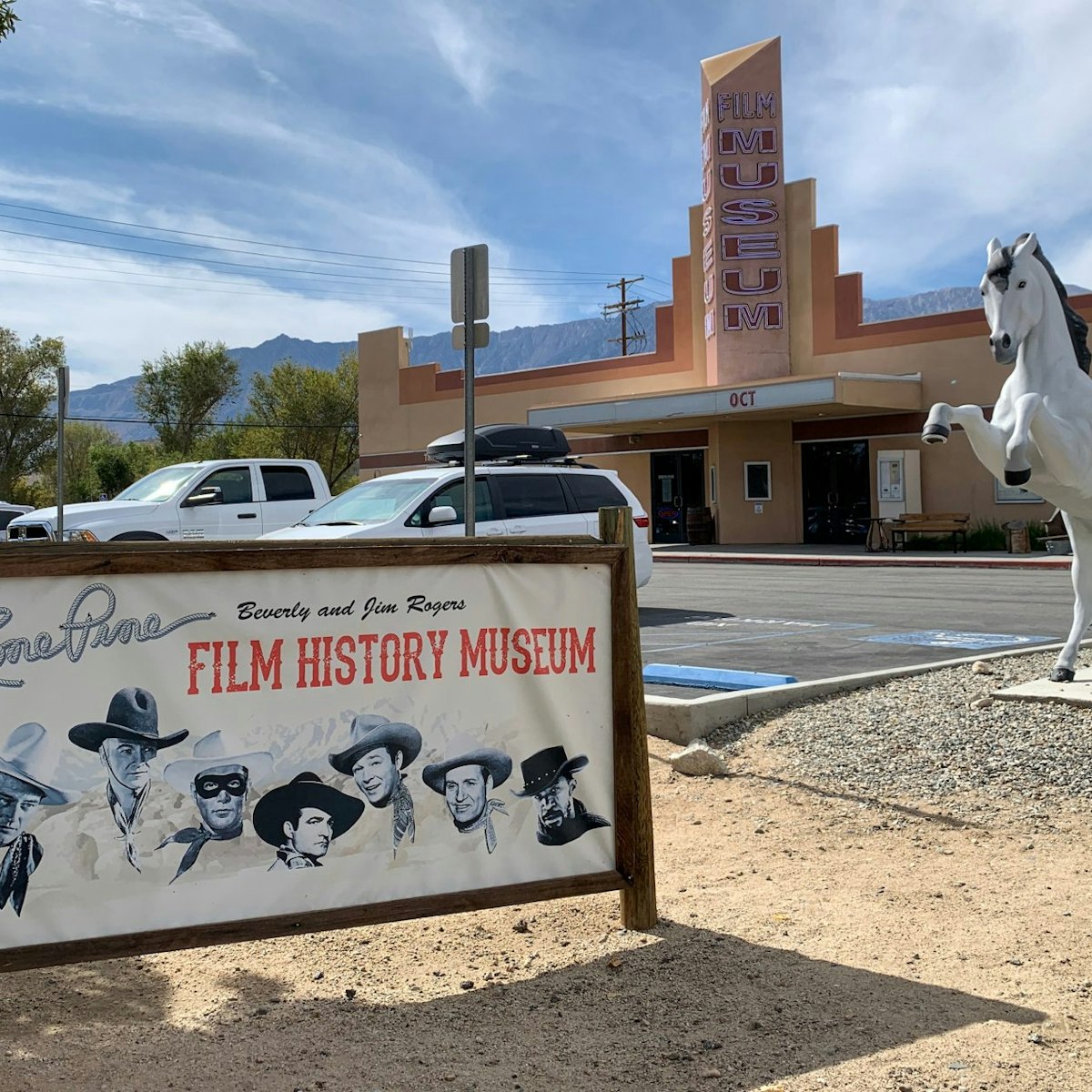 Lone Pine, CA / USA - October 19th, 2019: The storefront of the Museum of Western Film History in Lone Pine, near Alabama Hills, CA; Shutterstock ID 1538832260; your: Bridget Brown; gl: 65050; netsuite: Online Editorial; full: POI Image Update